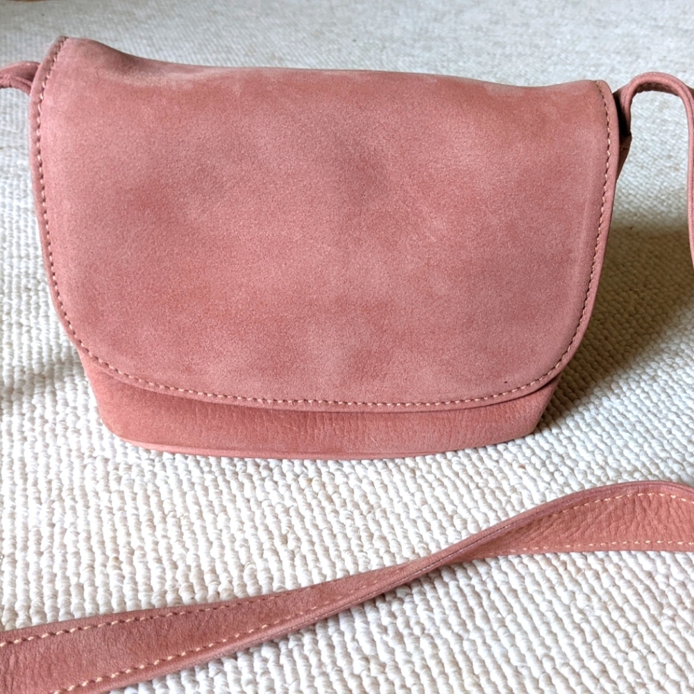Vintage Coach sonoma flap crossbody in Rose Nubuc